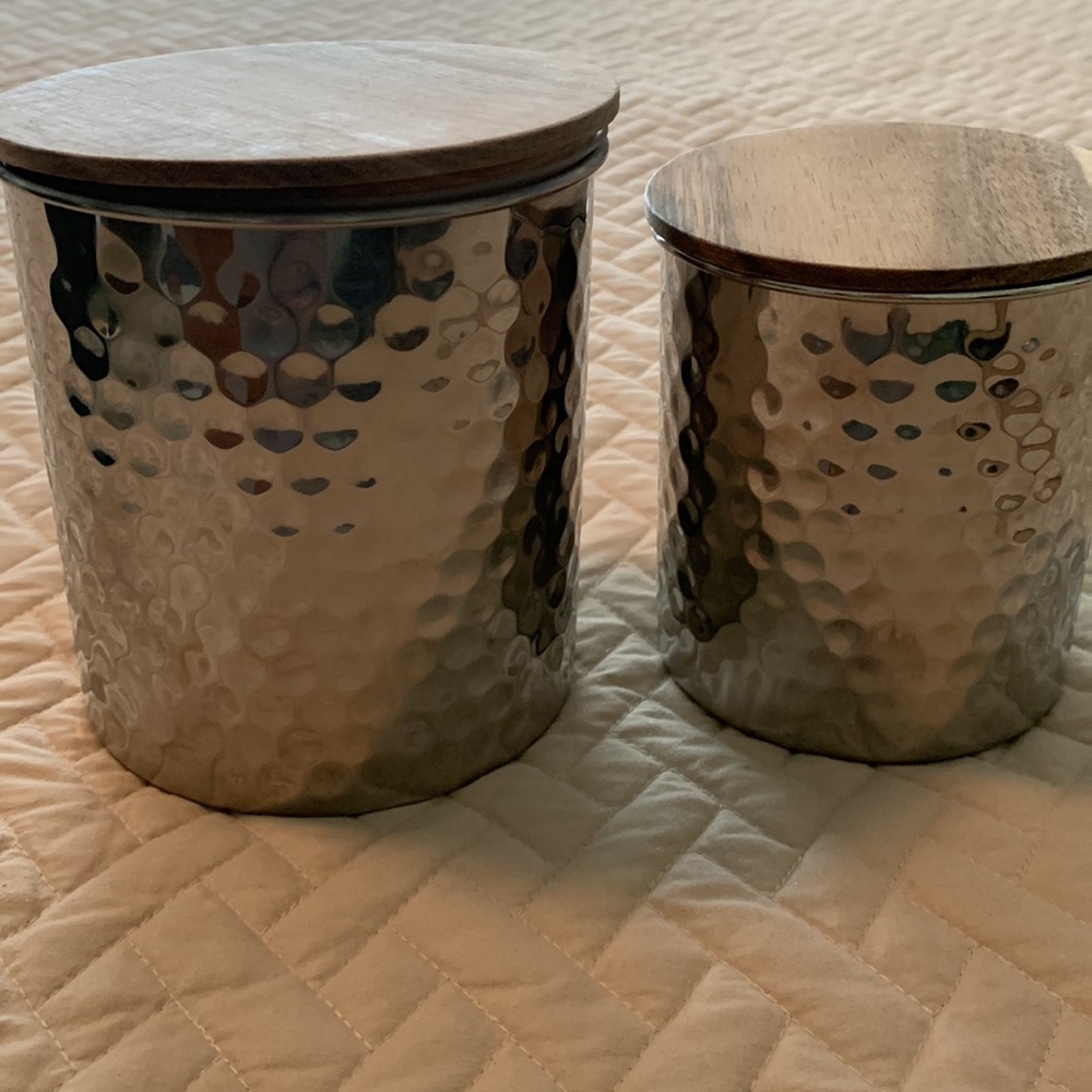 Uncommon James Hammered Canister Set  silver set of 2 stacking